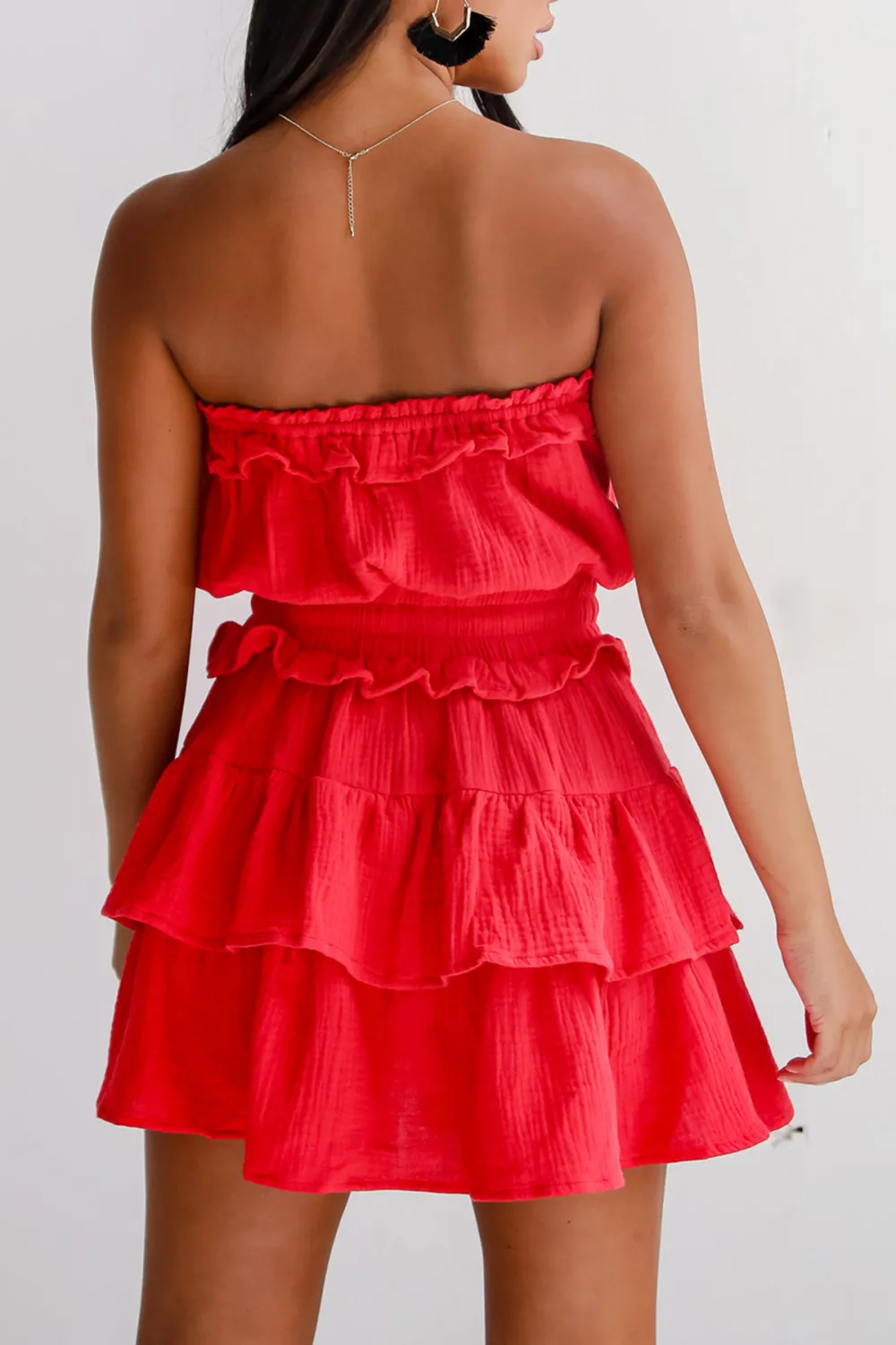 On The Sidelines Linen Strapless Mini Dress