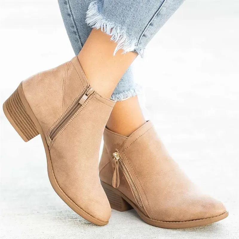 Women's Fashion Low Heel Ankle Boots