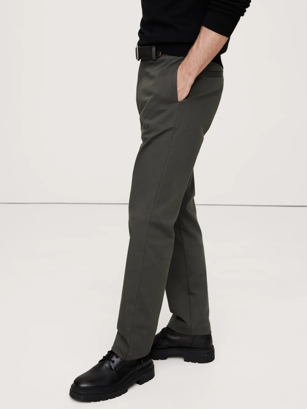 Casual Fashion Straight Charcoal Gray Stretch Cotton Trousers