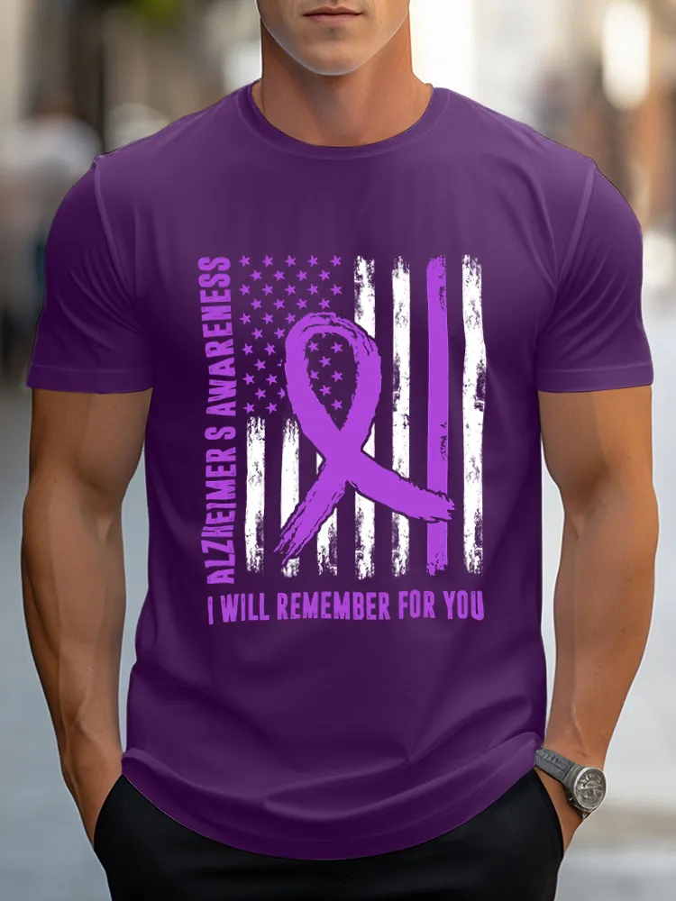 Men's T Shirt I Wear Purple For Alzheimer's Awareness