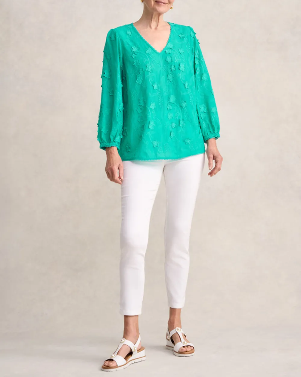 Lace Trim Embroidered Top