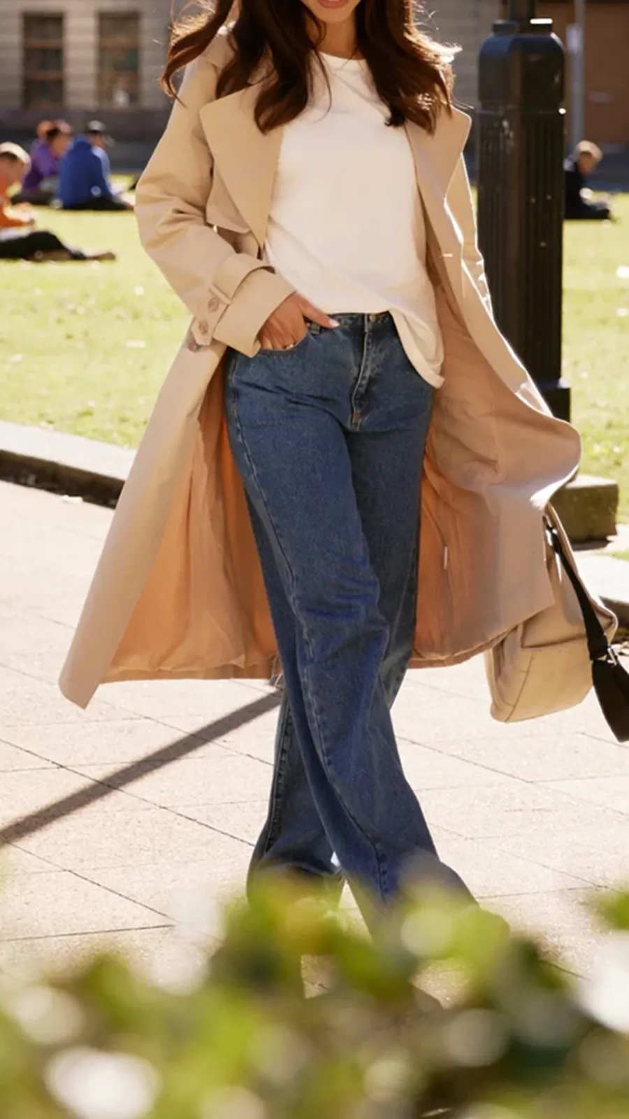 Beige Long Trench Jacket