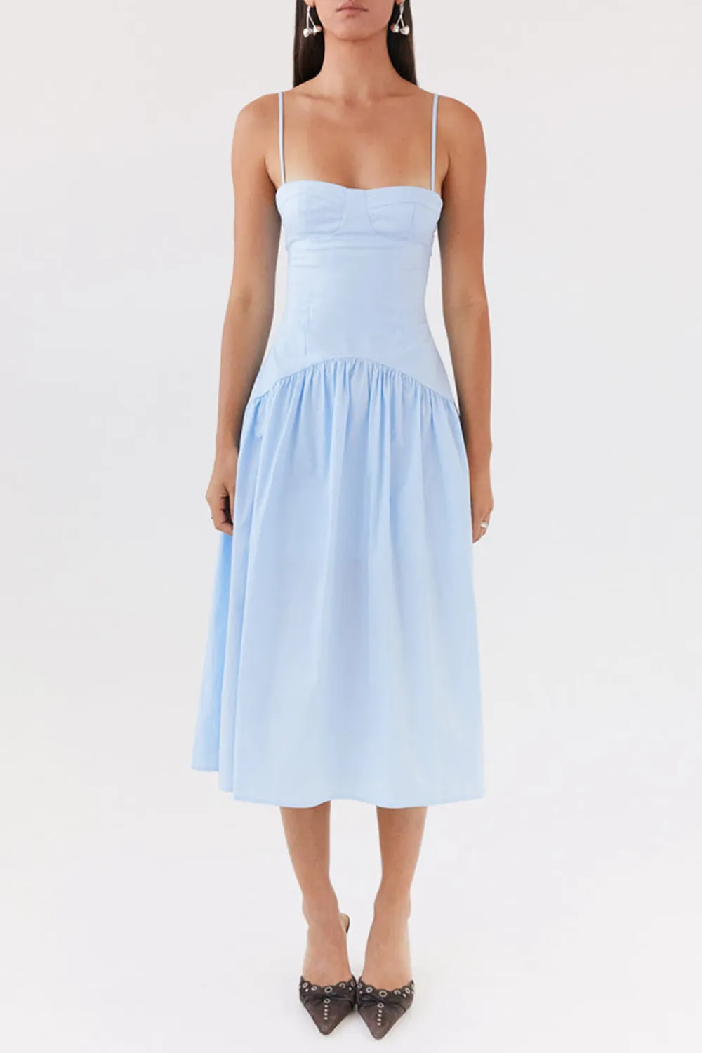 Yvette Corset Midi Dress - Blue