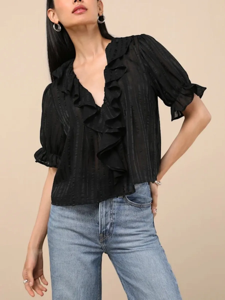 Ruffled Half Sleeve Blouse