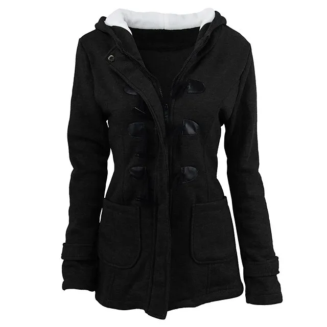 Women's Winter Coat Cropped Hooded Coat Thermal Warm Heated Jacket Fall Casual Street Jacket Long Sleeve with Pockets Black Army