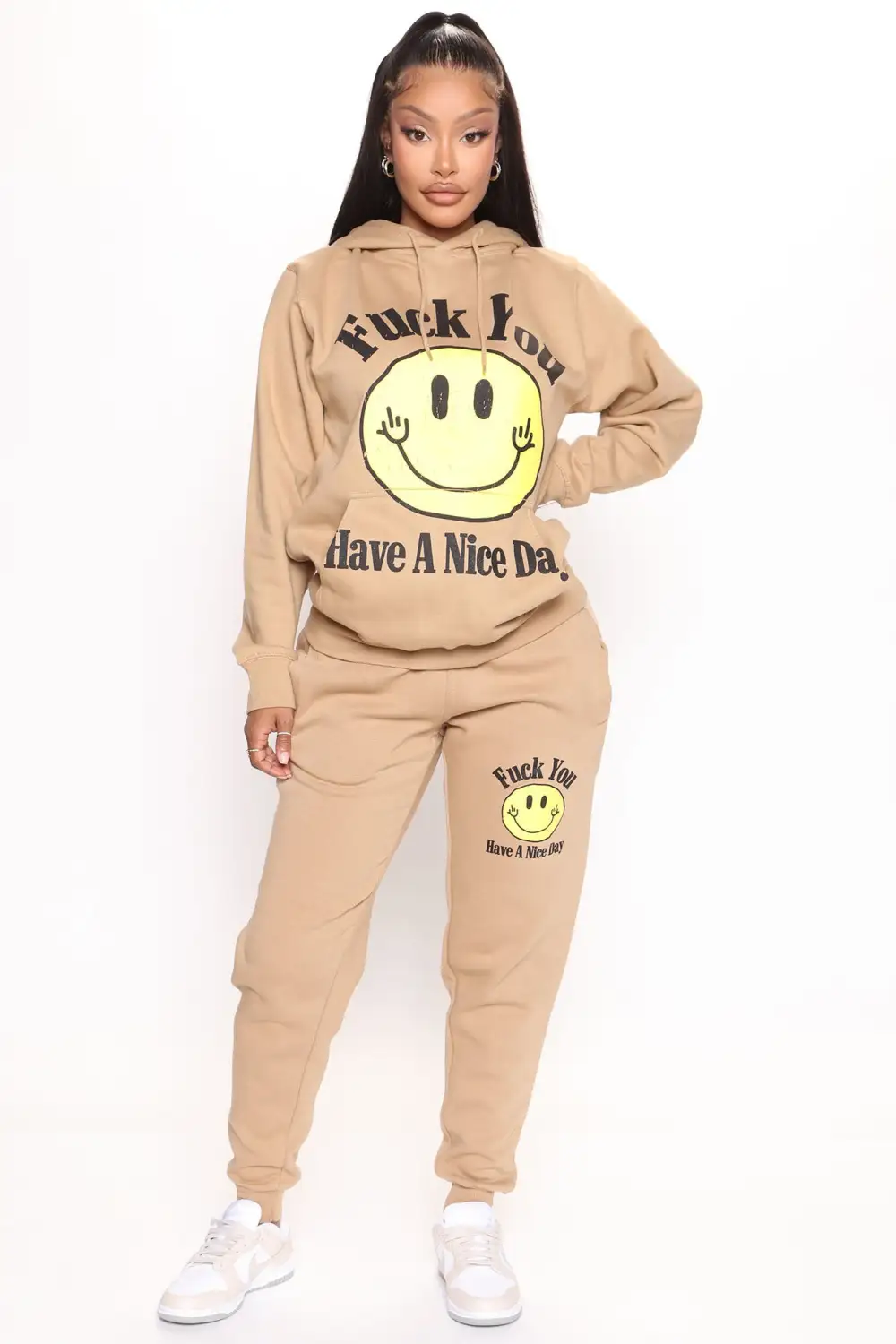 Fuck You Have A Nice Day Hoodie - Taupe