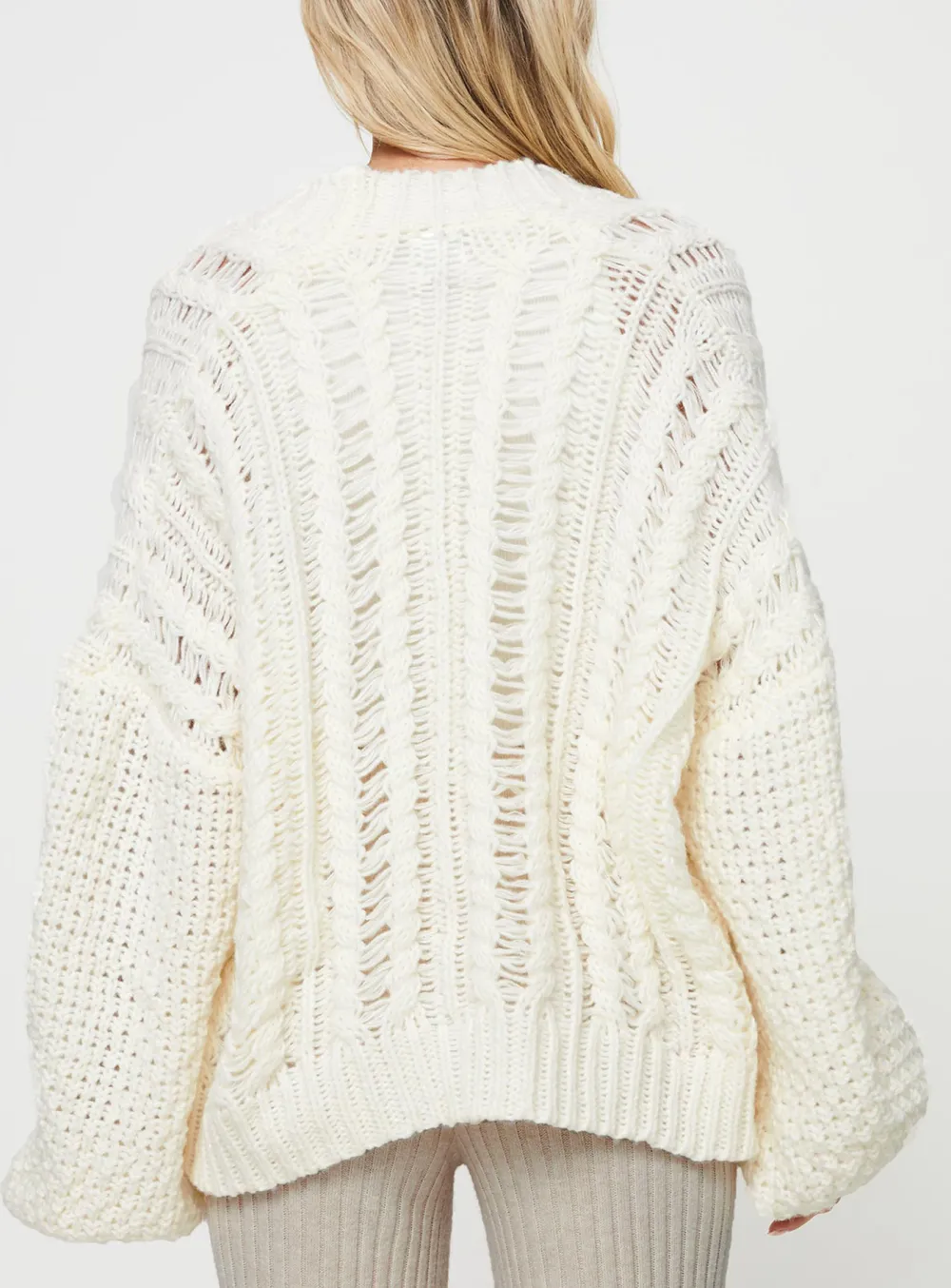 Cable Cardigan Oversized Cream