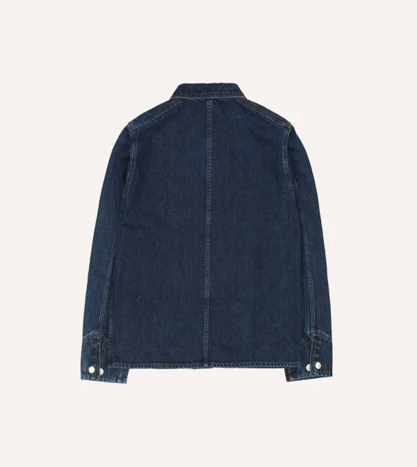 Dark Blue Denim Button Front Jacket
