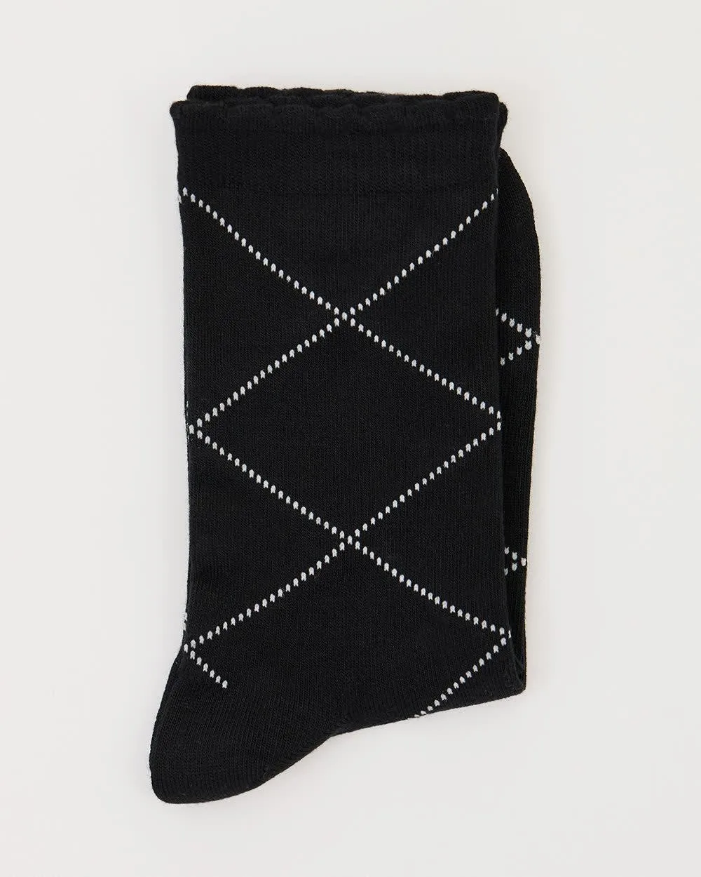 Bamboo Crew Socks With Argyle Pattern