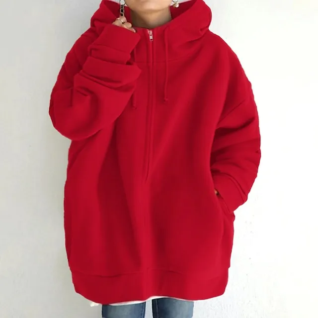 Women's Winter Jacket Hoodie Coat Solid Color Sport Causal Long Sleeve Hoodie Regular Winter Fall Deep Purple Grass Green Black M L XL