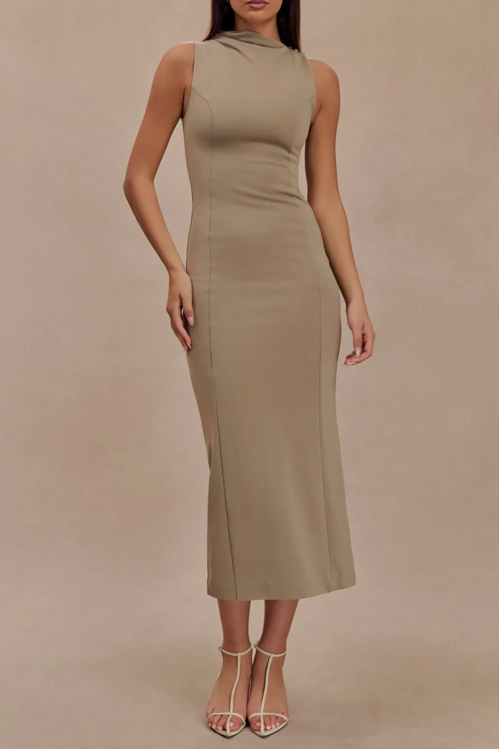 Draped Stretch Crepe Maxi Dress