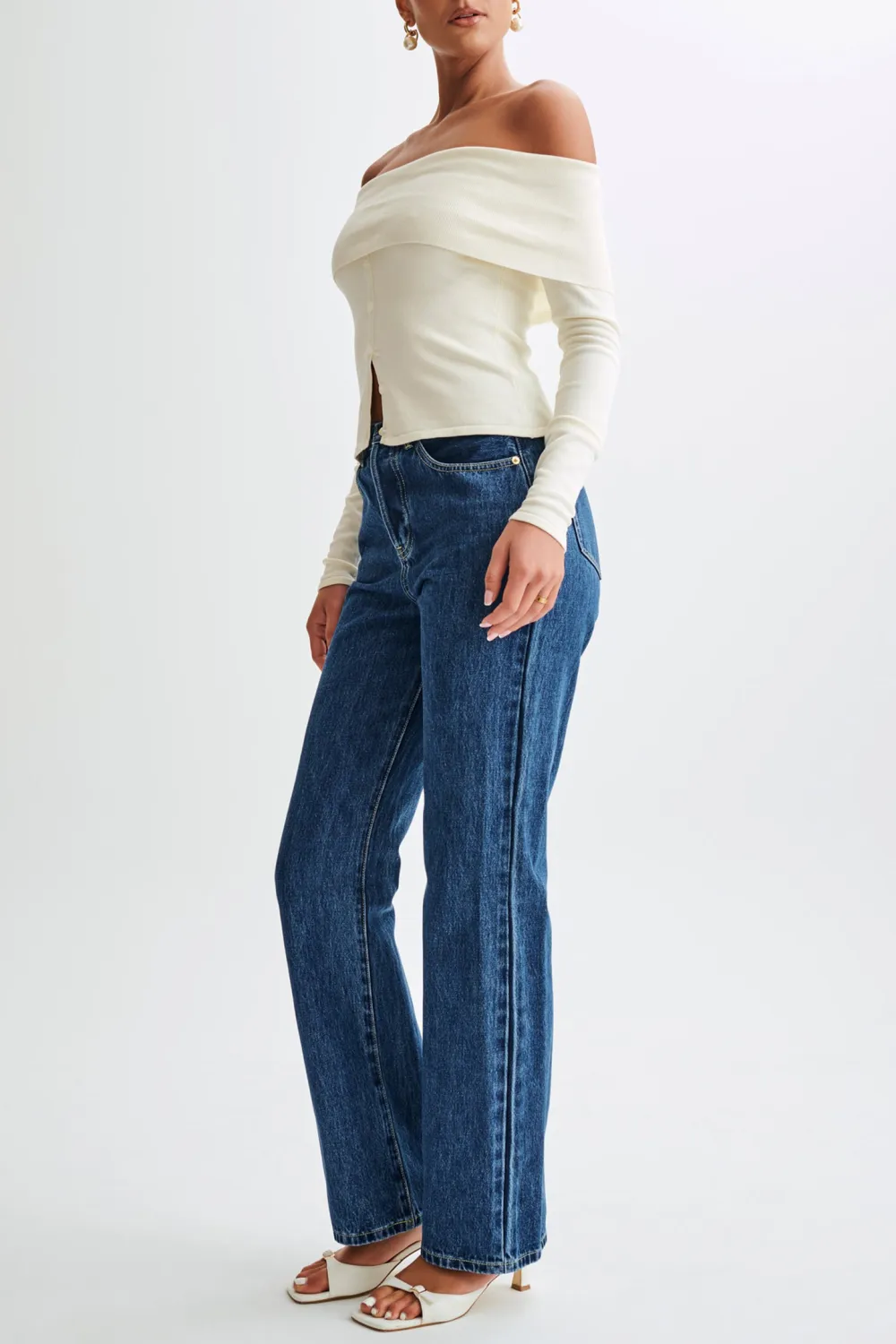 Buttoned Off Shoulder Knit Top