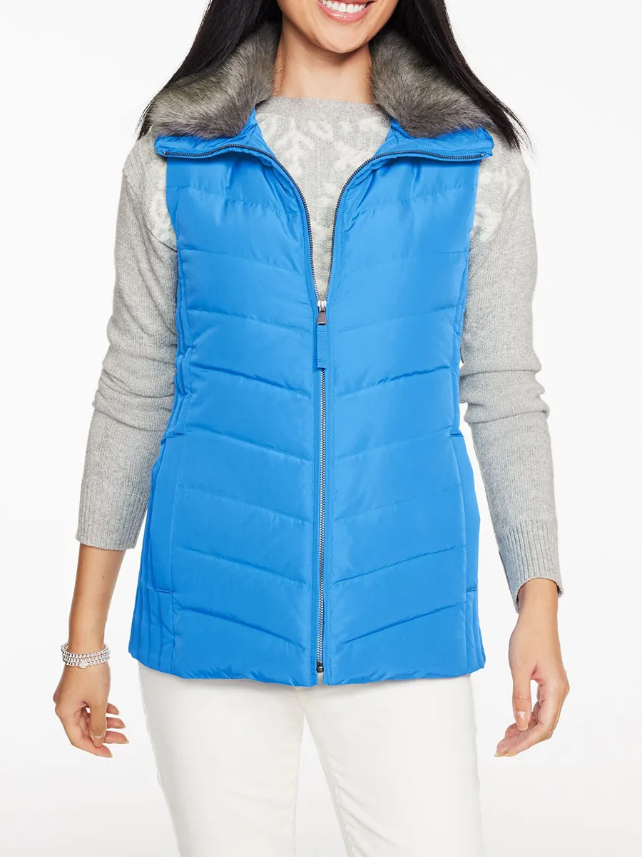Lady's Simple And Warm Fur Lined Down Jacket