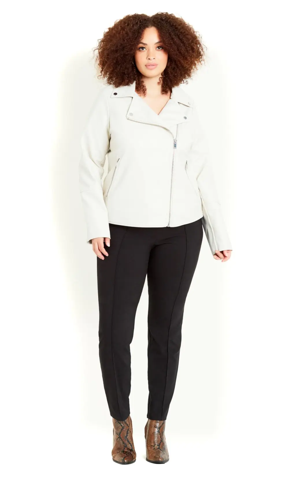 Evans White Faux Leather Jacket