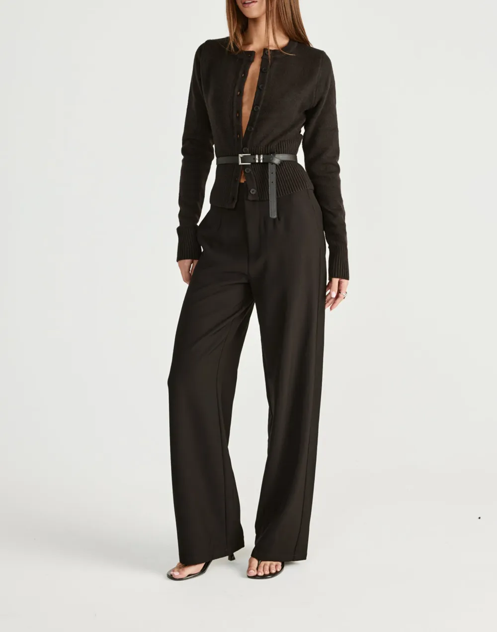 Stretch Ribbed-Knit Button-Down Top