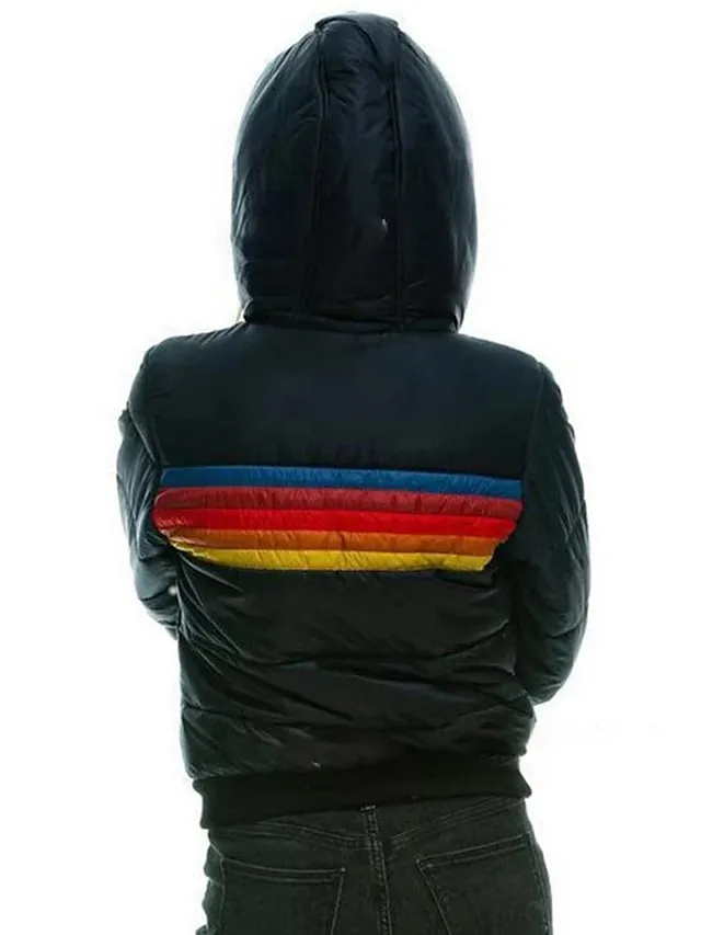 Women's Parka Zipper Puffer Jacket Windproof Warm Winter Coat Comtemporary Stylish Casual Jacket Long Sleeve with Pockets Full Zip Lake blue Black Dark