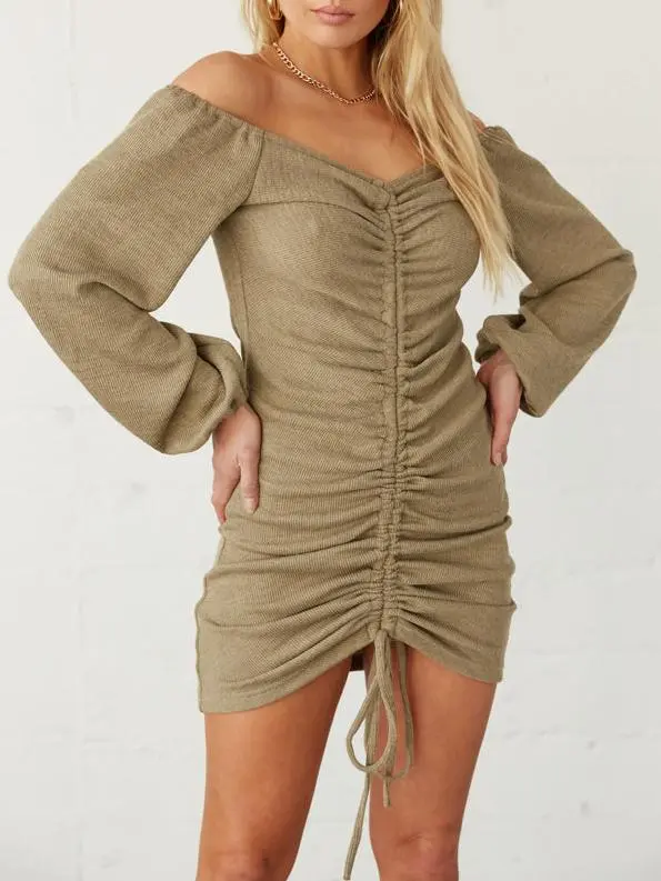 Off Shoulder Cinched Mini Dress