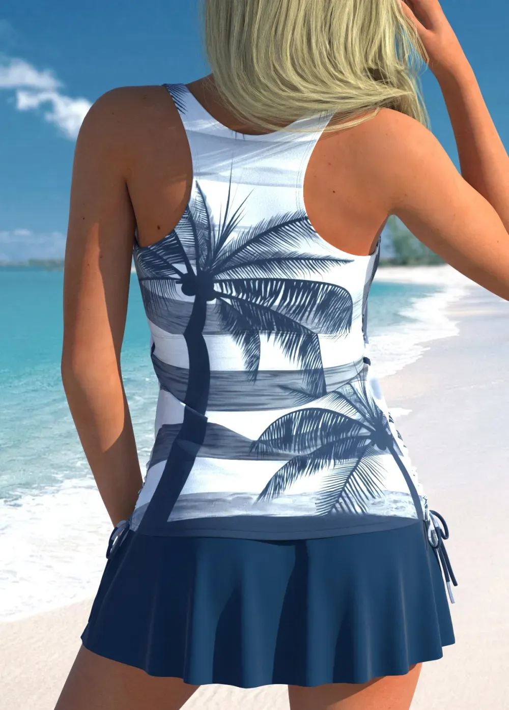 Circular Ring Mid Waisted Paisley Print Tankini Set