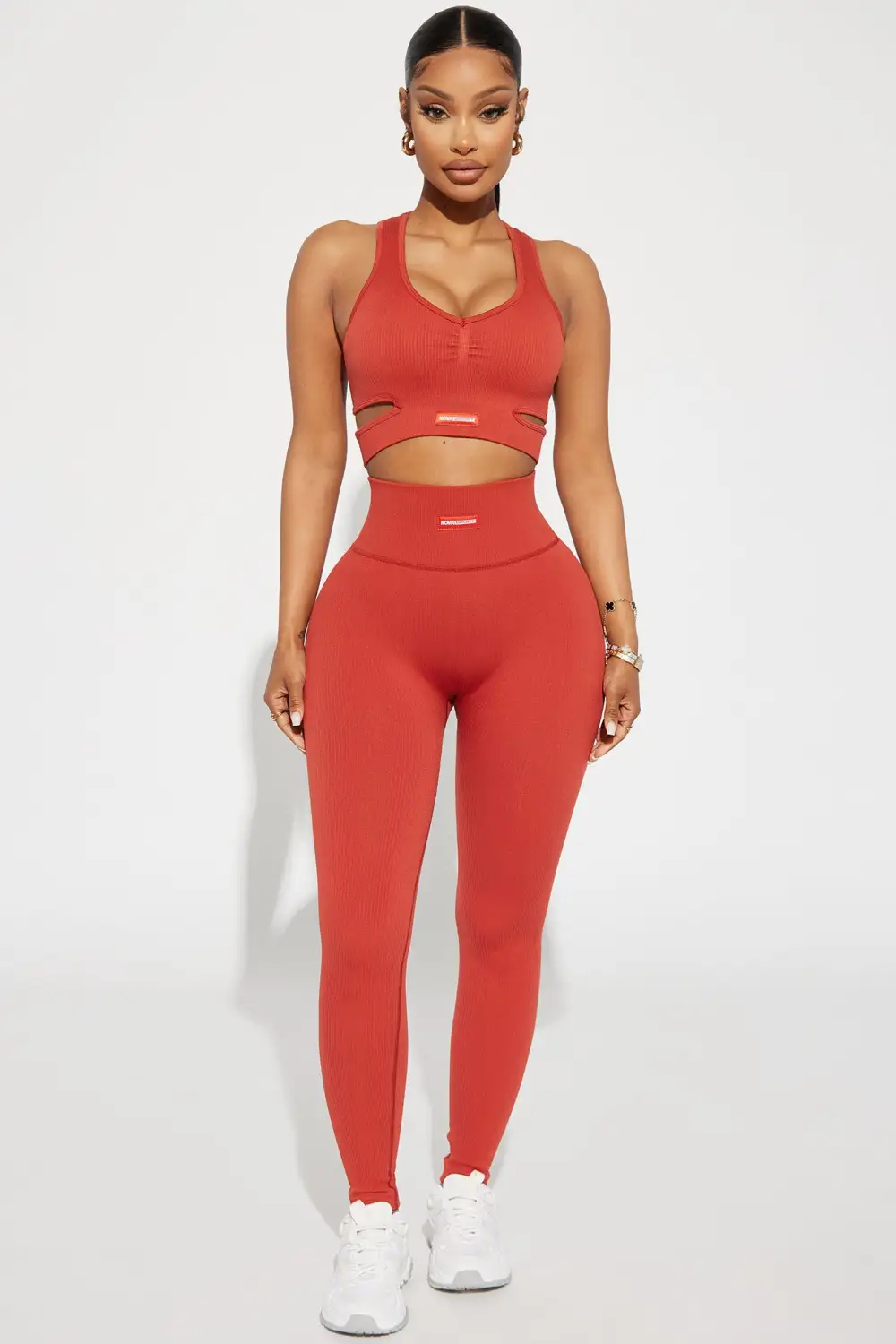 Roxane Ribbed Seamless Active Sports Bra - Rust