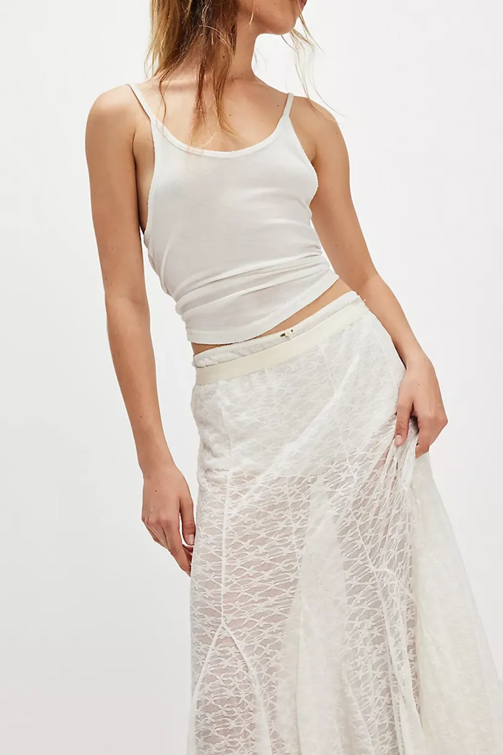 Lace Trimmed Maxi Skirt