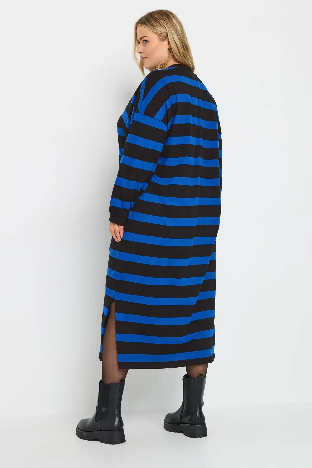 YOURS Curve Beige Brown Stripe Oversized T-Shirt Dress