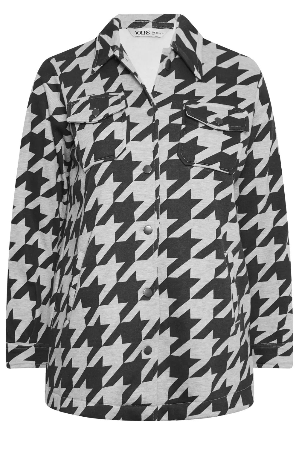 YOURS Curve Grey Dogtooth Check Shacket