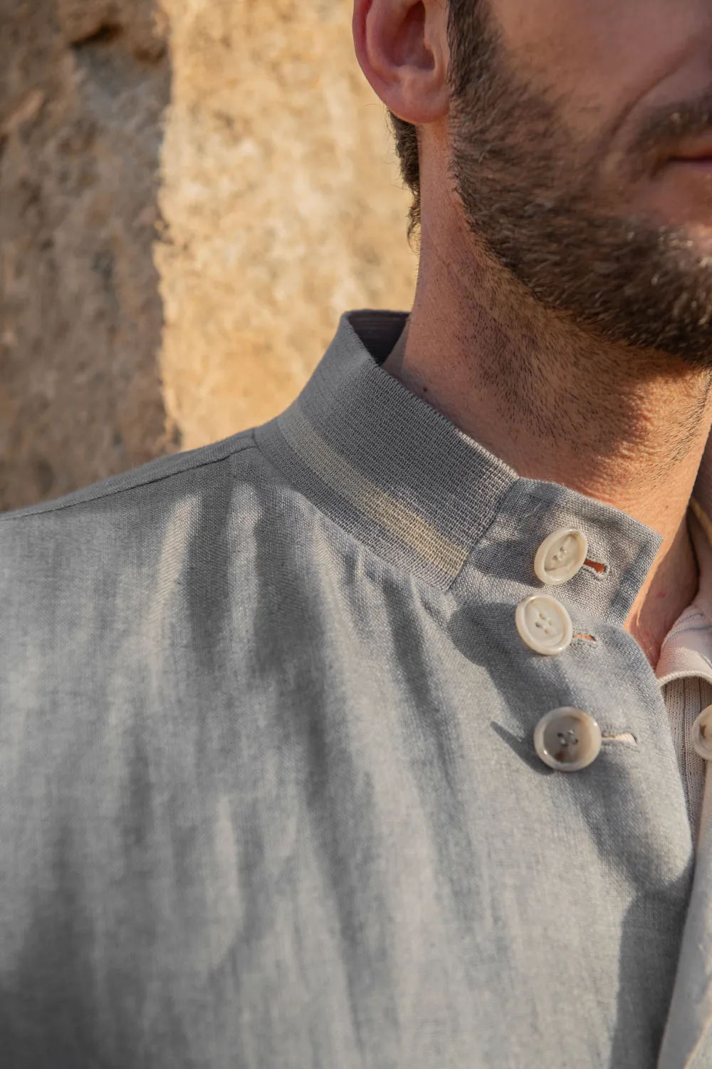 Sky Grey And Beige Reversible Bomber Jacket