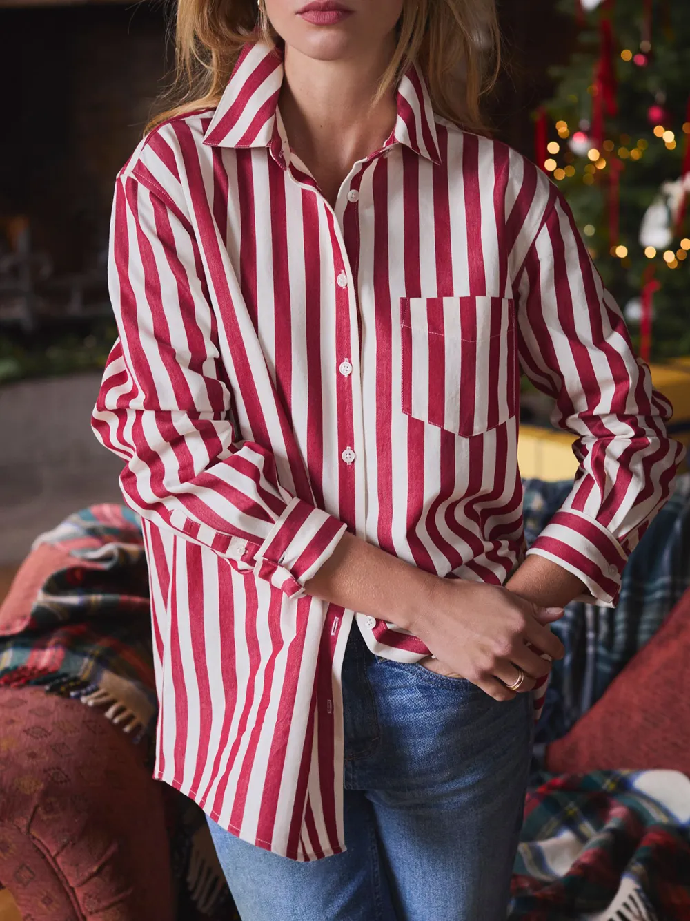 Daily Red & Cream Stripe Shirt