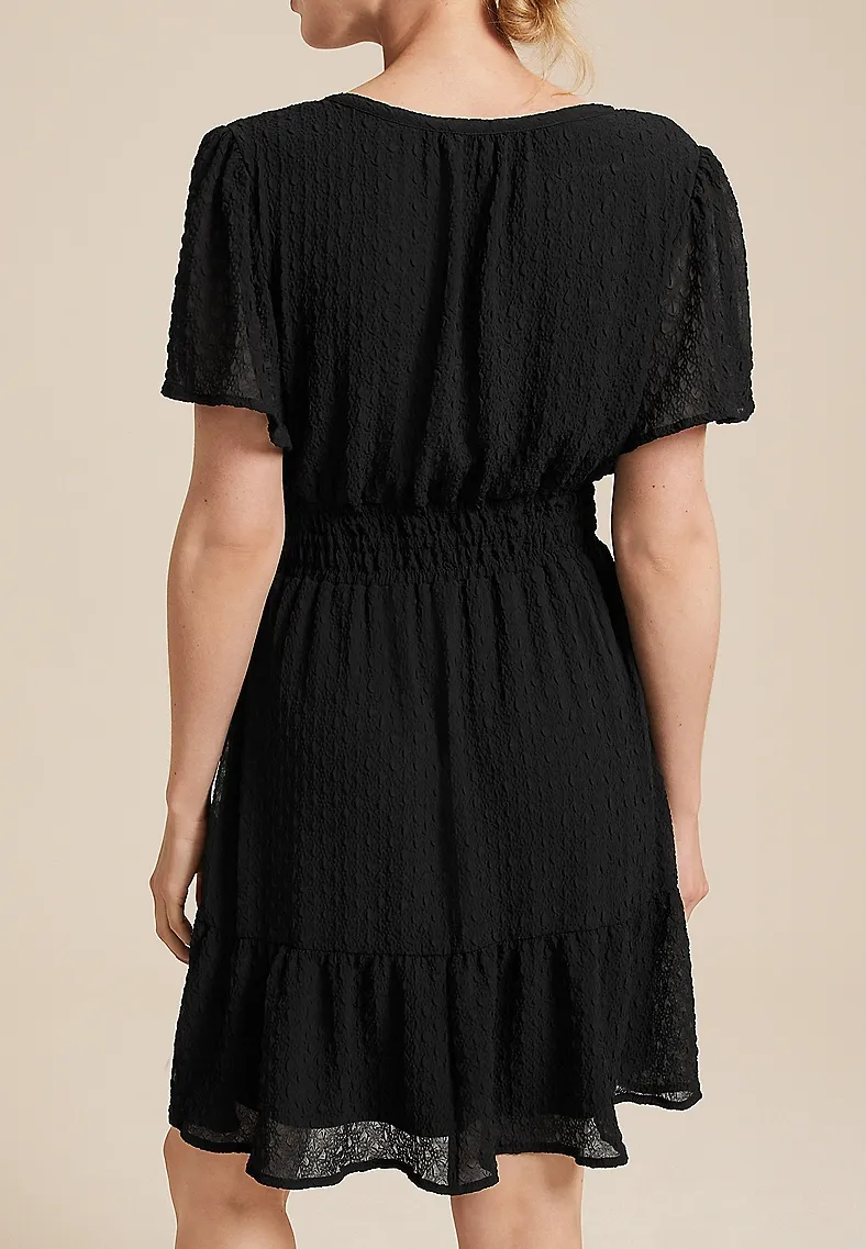 Textured Notch Neck Mini Dress
