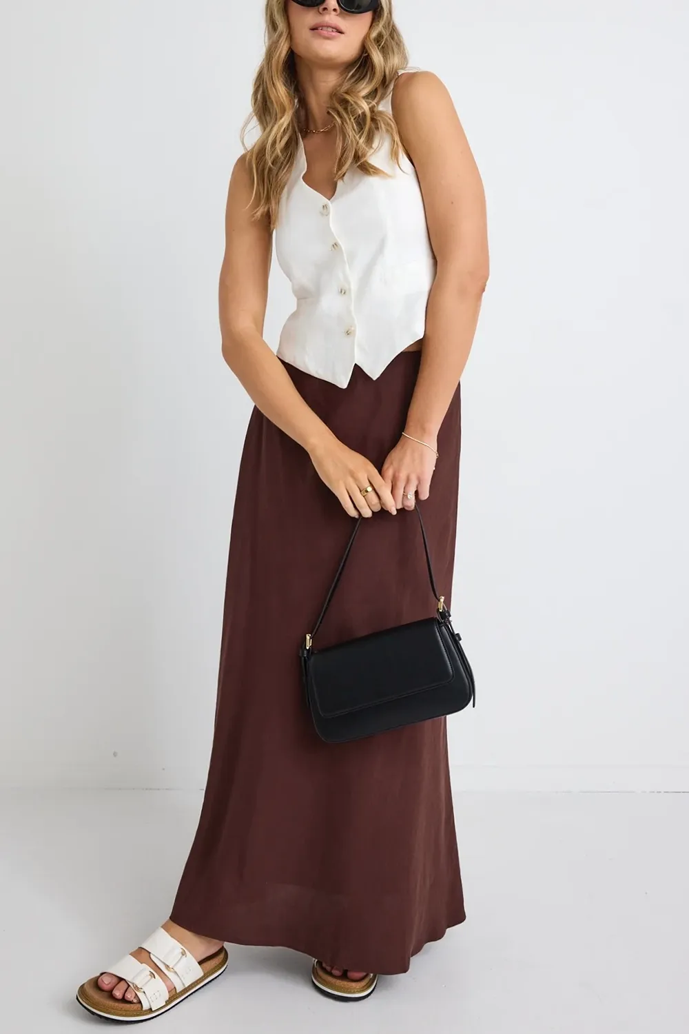 Linen Floaty Bias Cut Maxi Skirt