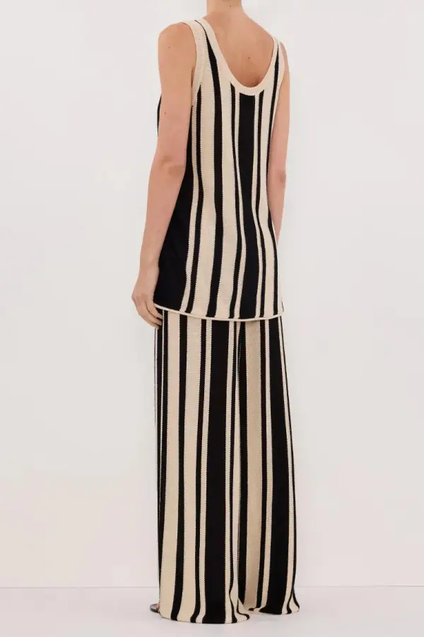 STRIPE WIDE LEG KNIT PANT