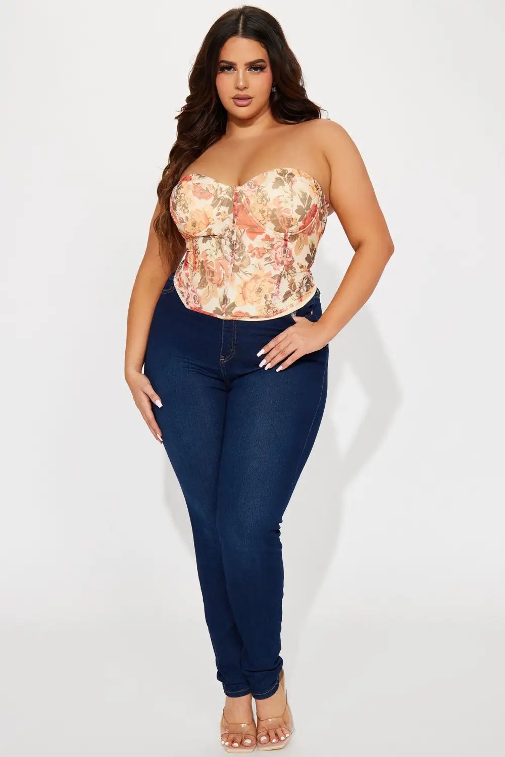 Love Language Mesh Corset Top - Taupe/combo