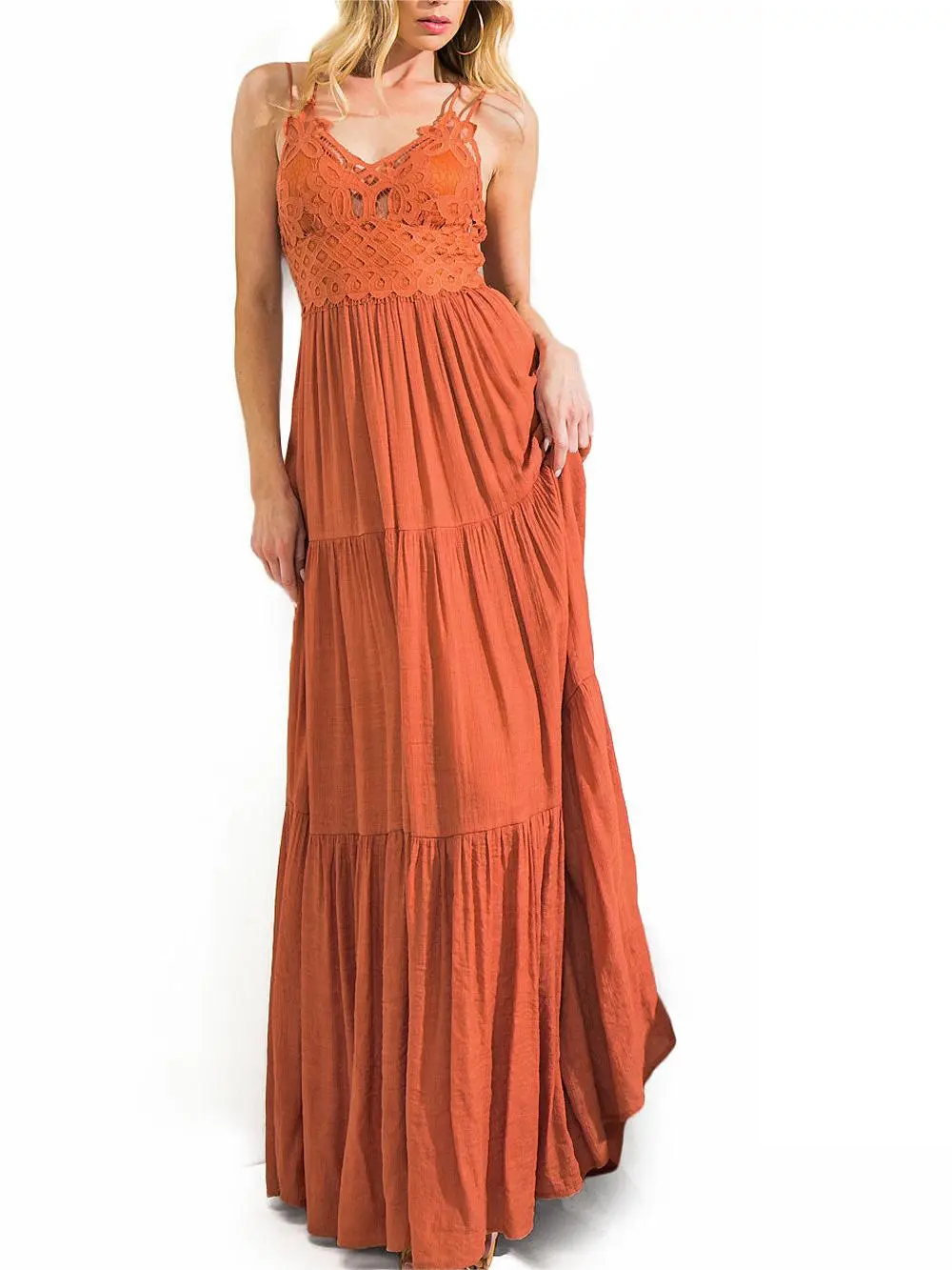 Tiered Lace Maxi Dress