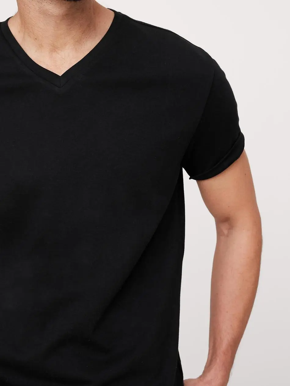 Men's Back Simple Cotton V-Neck T-Shirt