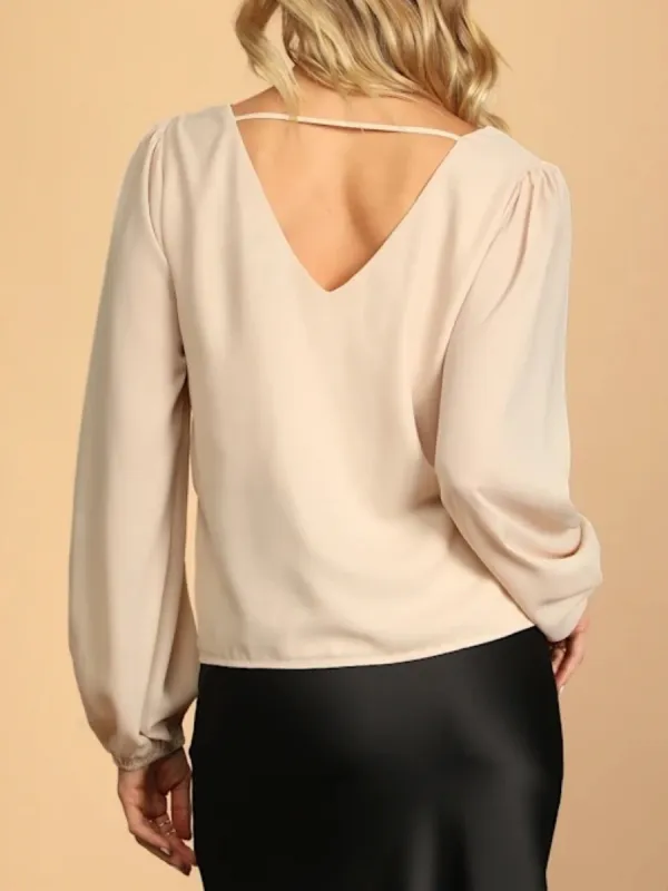 V-Neck Long Sleeve Blouse