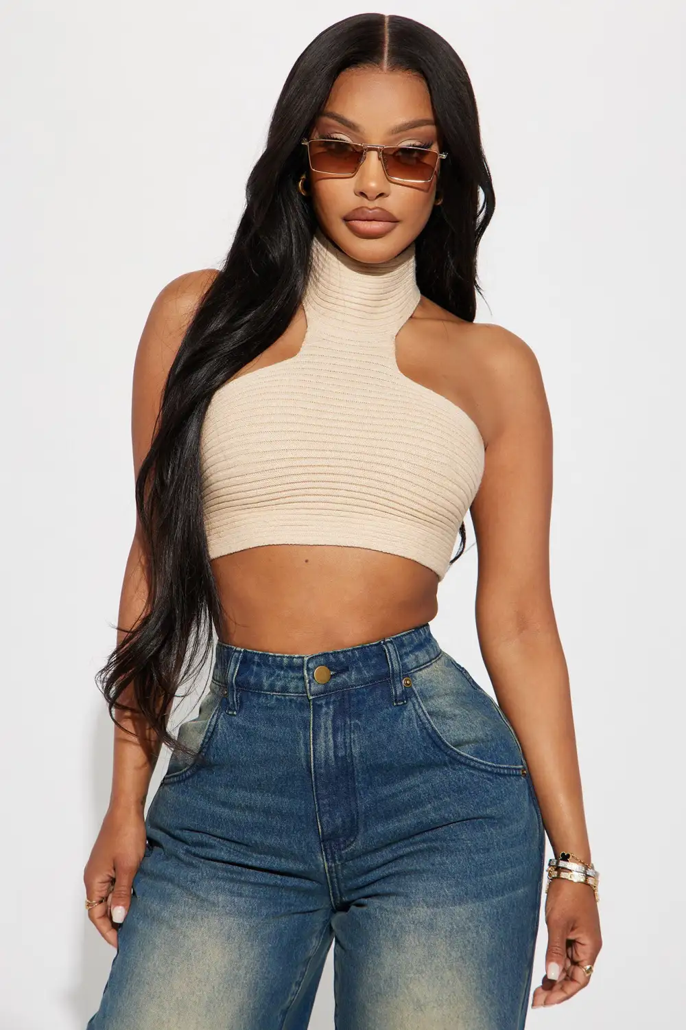 Isolde Halter Sweater Top - Oatmeal