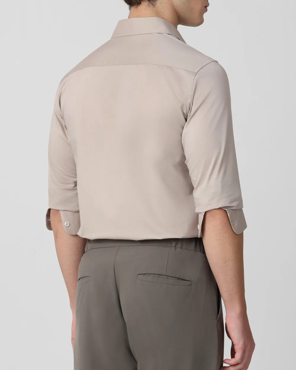 Leisure Soft And Comfortable Slim-Fit Dark Light Grey Shirt