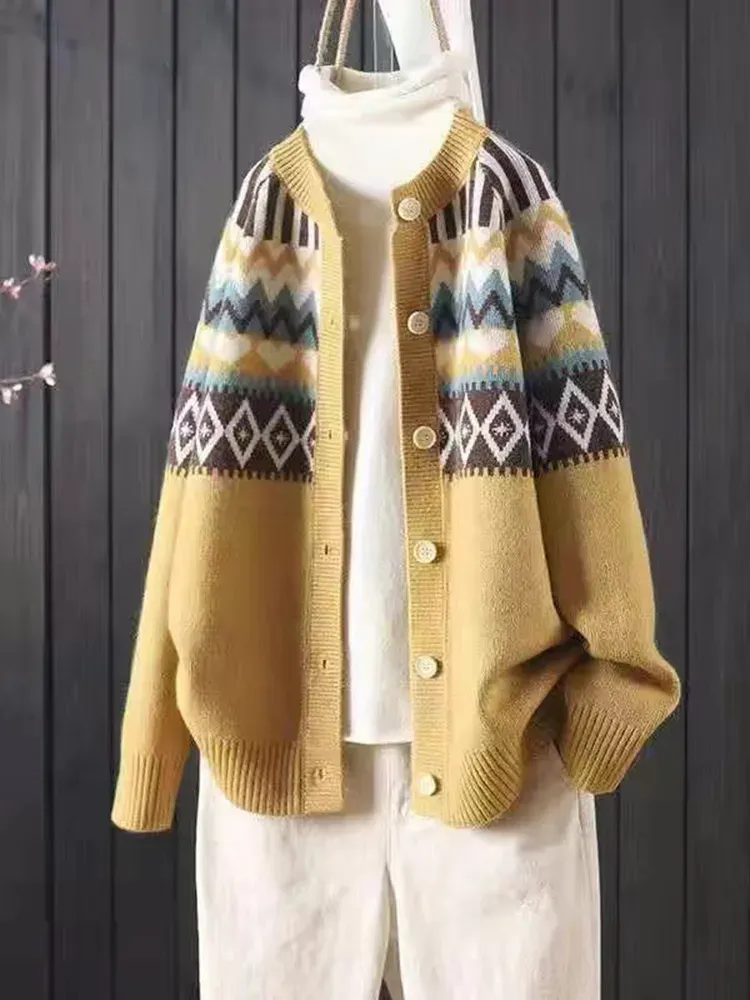 Vintage Totem Long Sleeve Knit Cardigan