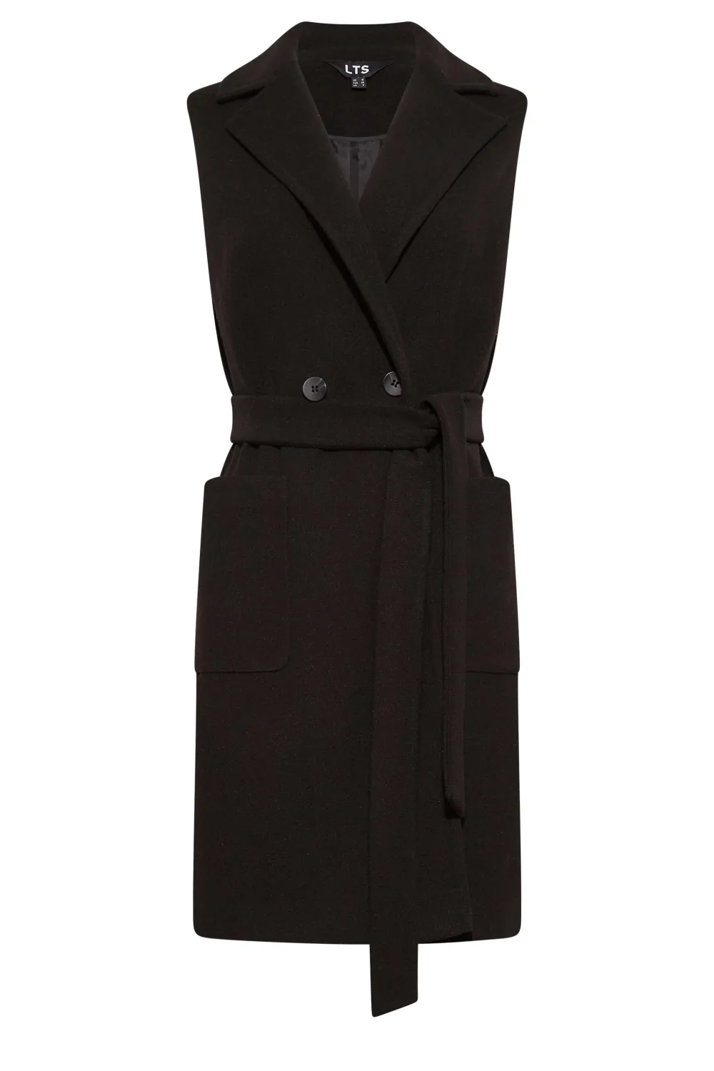 LTS Tall Natural Brown Sleeveless Double Breasted Jacket