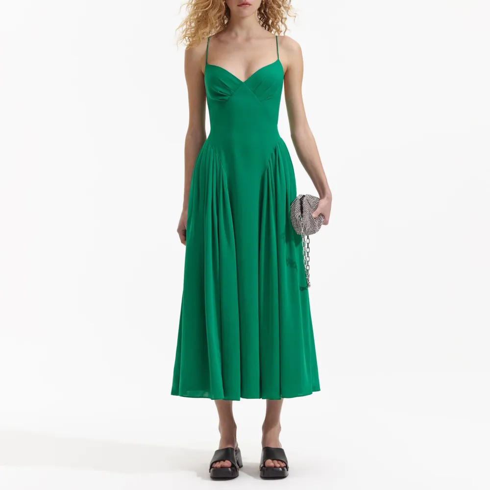 Green Strappy Midi Dress