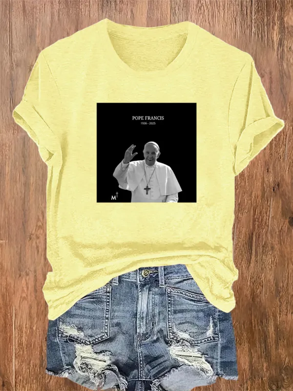 Women's Thank You In Loving Memory 1936-2025 Print Short Sleeve Round Neck Cotton T-Shirt