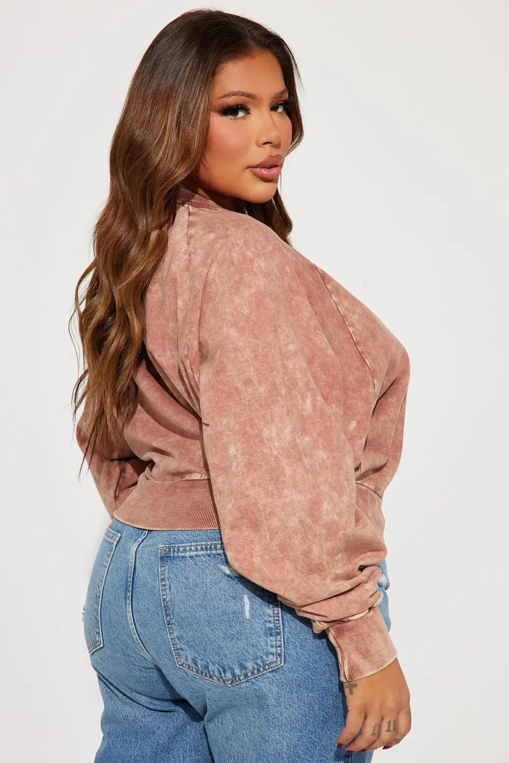 Good Vibes Only Cropped Crew Neck Sweatshirt - Brown/combo