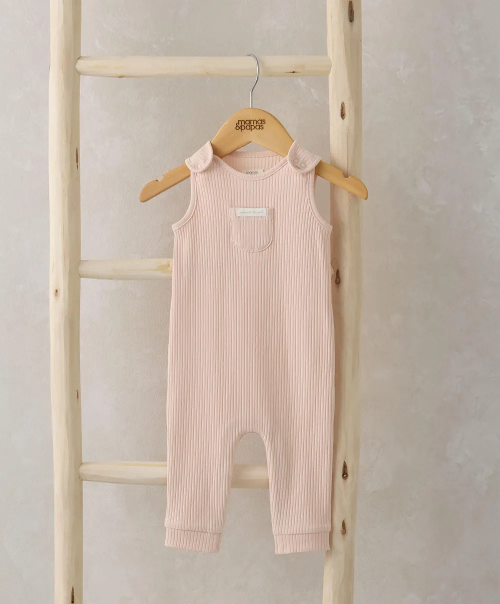 Organic Ribbed Romper - Pink