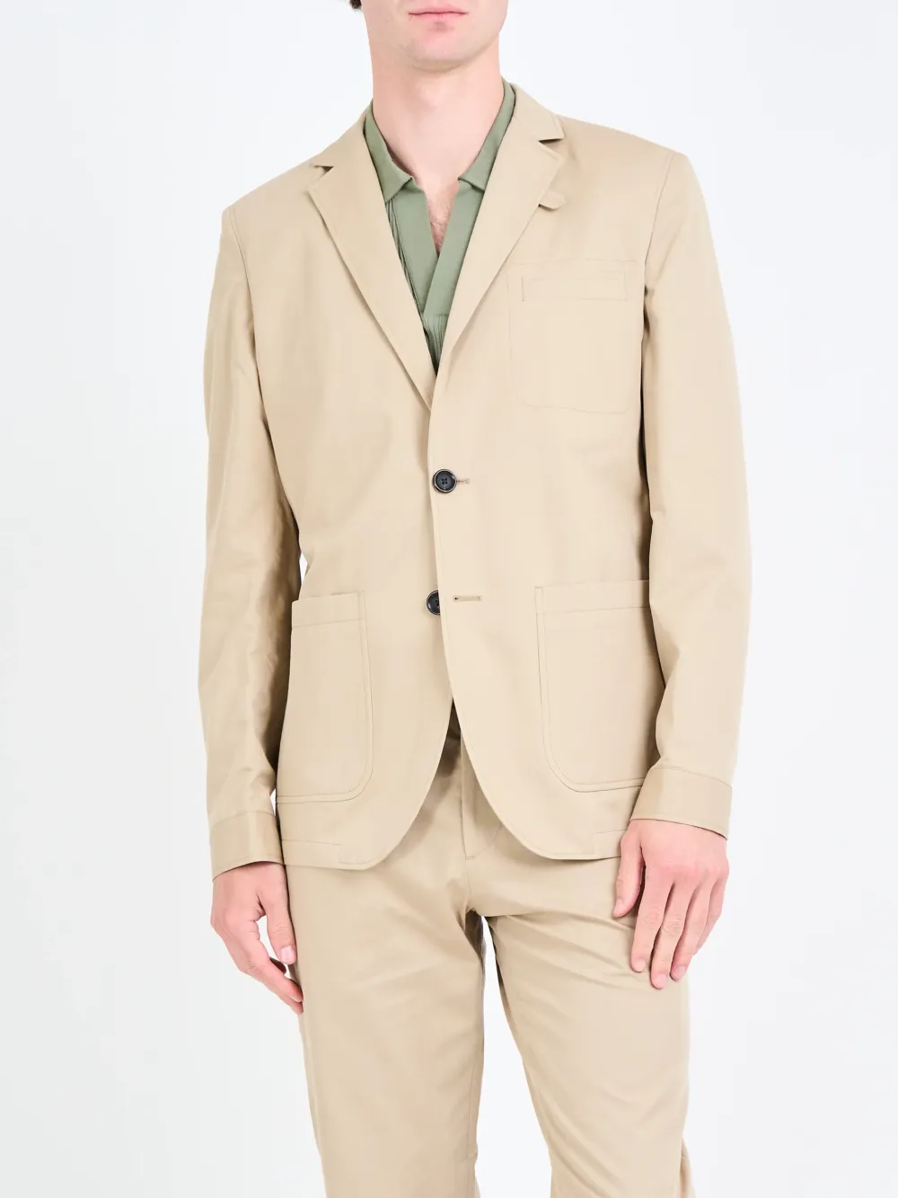 Beige Casual Style Lapel Linen Blazer