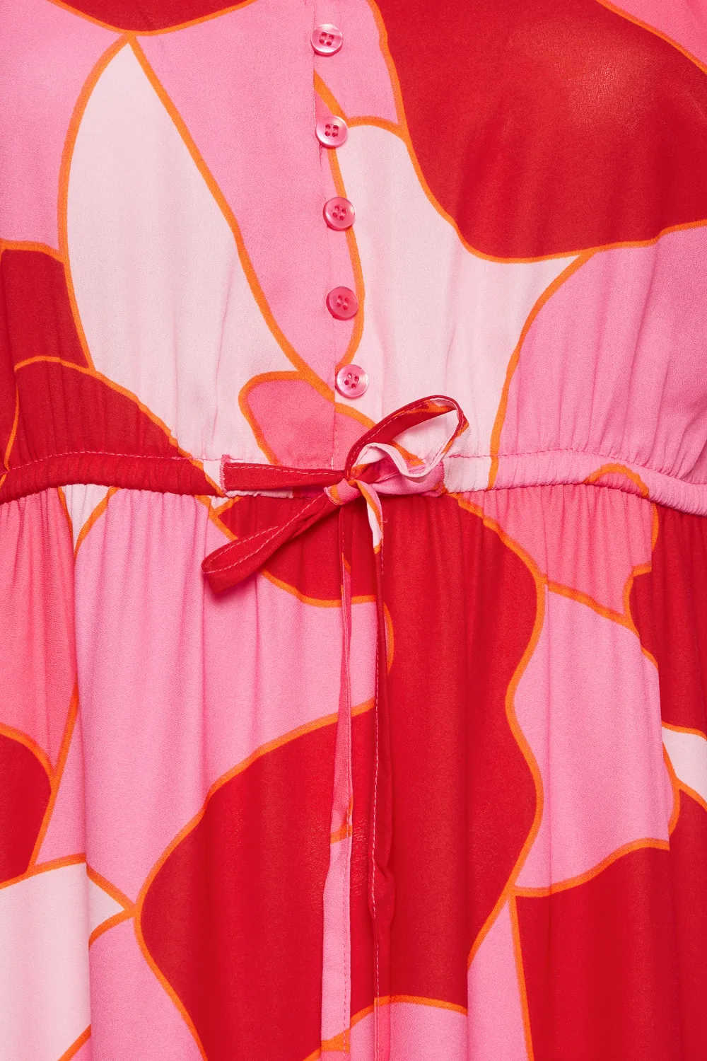 YOURS Curve Pink Abstract Print Tiered Dress