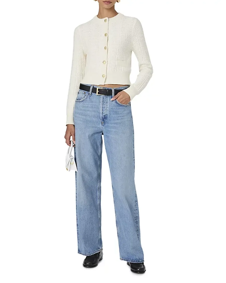 Cropped Silhouette Crewneck Cardigan