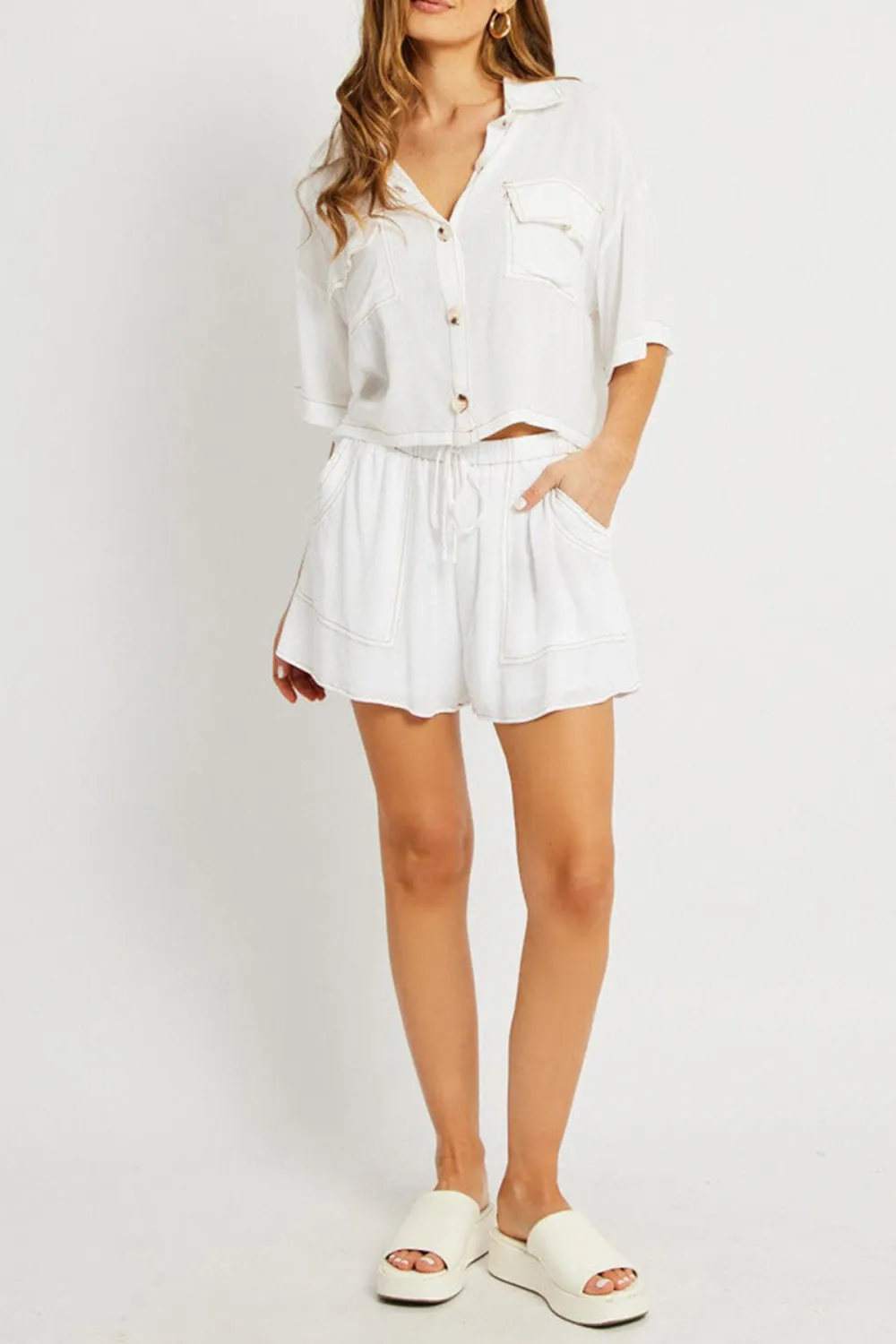 White Relaxed Shirt Short Sleeve