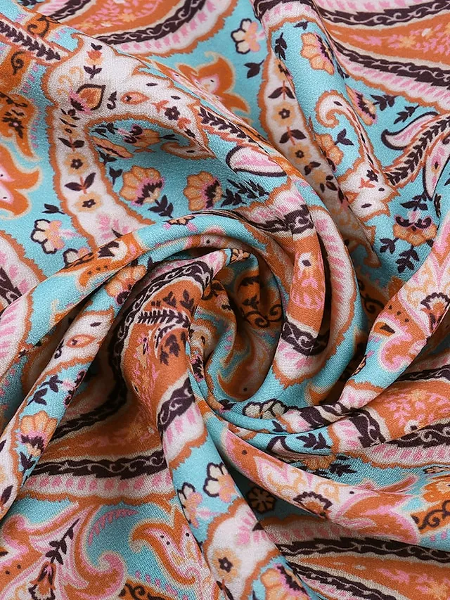 Women's Swing Dress Maxi long Dress Boho Dress Black Red Brown Short Sleeve Print Split Ruffle Button Spring Summer V Neck Vintage 2023 S M L XL XXL 3XL