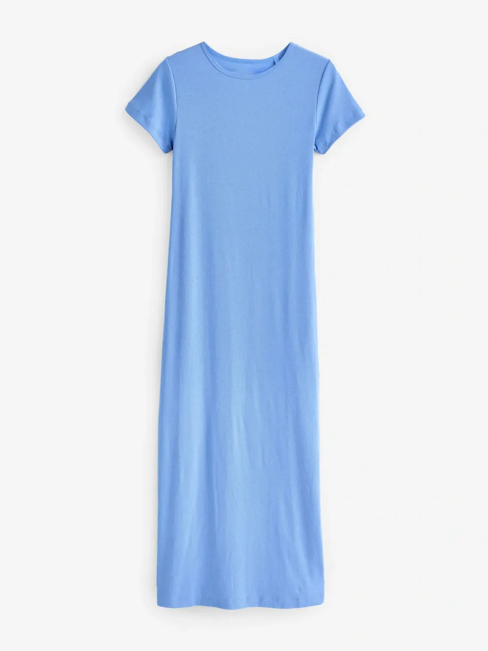 Basic Minimalist Ribbed Solid Color Crew Neck Dress