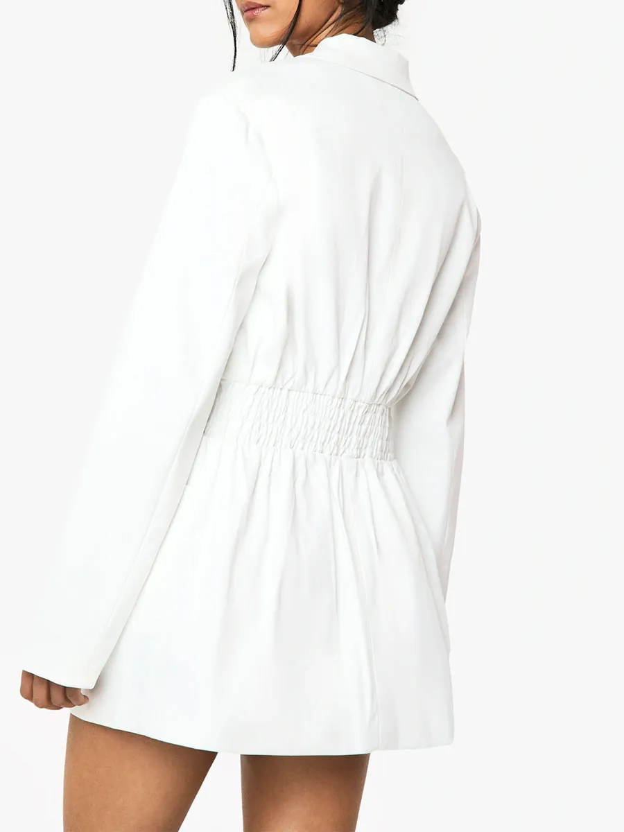 Women's Stylish Deep V-Neck White Blazer Dress